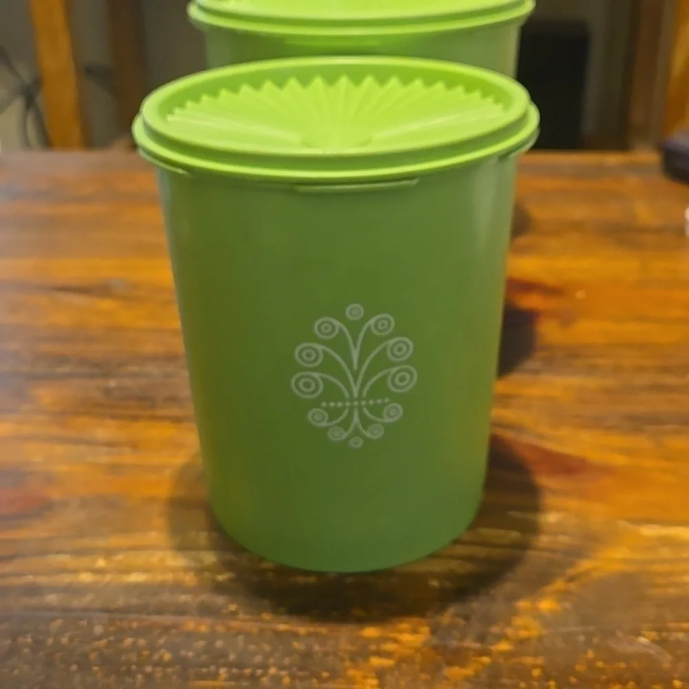 Tupperware Green Cannister Set 3 Pieces with Lids